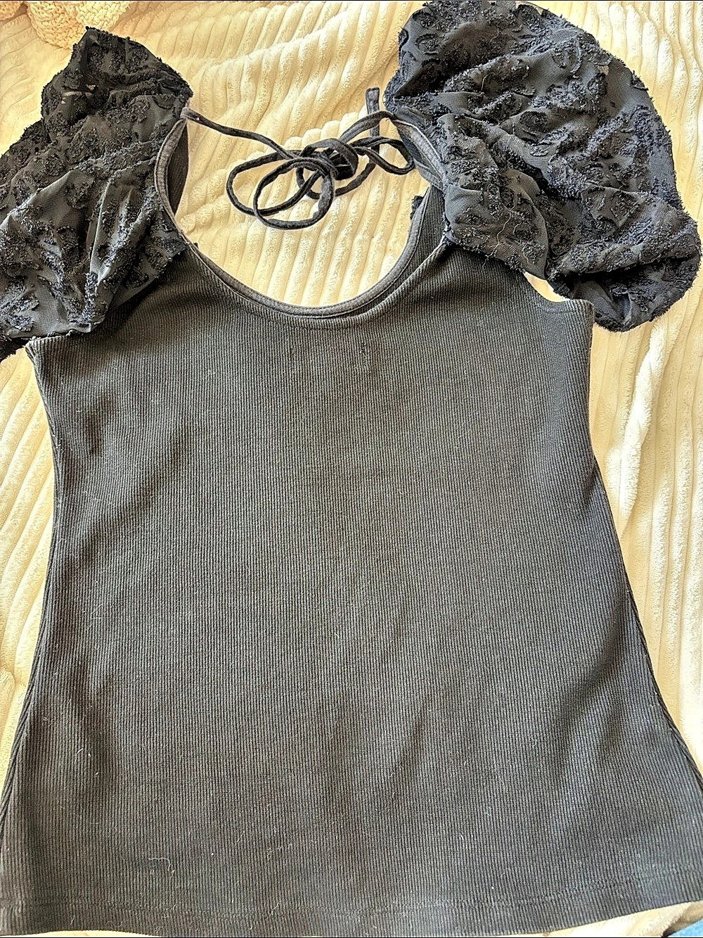 Maeve Ribbed t-Sleeve Top Ribbed Black Size Small - Picture 2 of 4